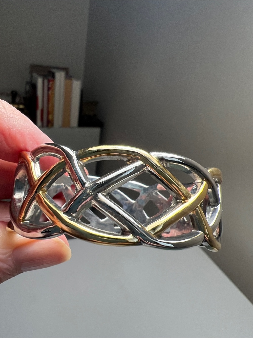 Stunning Vintage Two-Tone Braided Cuff Bracelet - Gold & Silver - Traditional